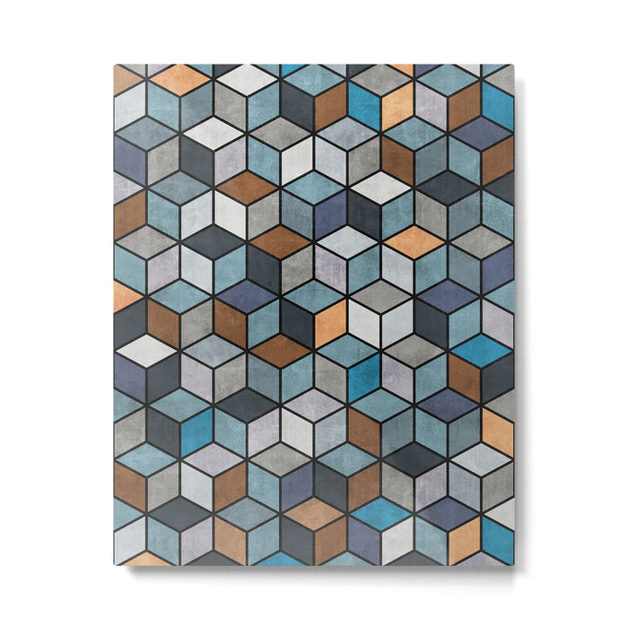 Colorful Concrete Cubes - Blue, Grey, Brown Metal Print Gallery Image 1