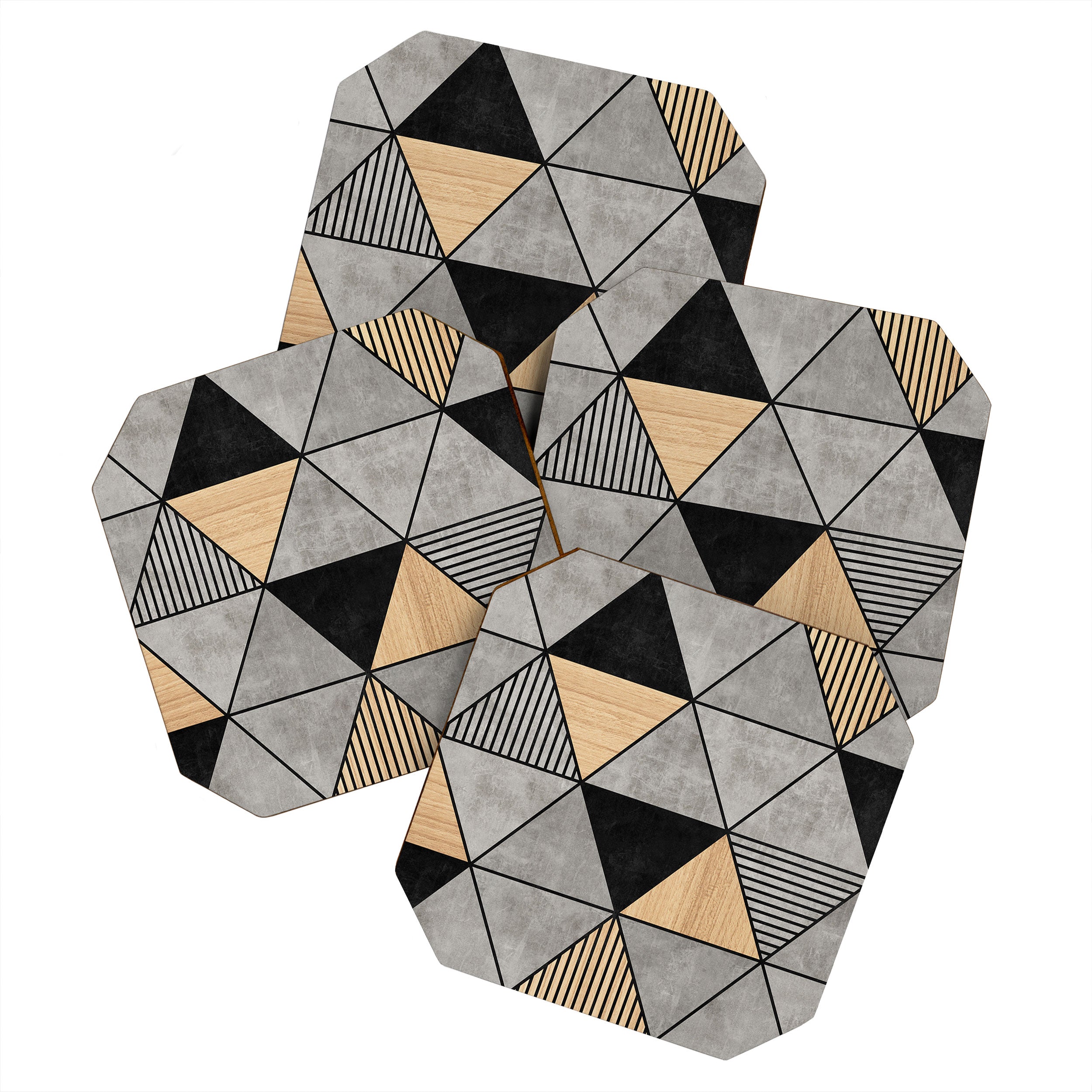 Concrete and Wood Triangles 2 Coaster Gallery Image 1