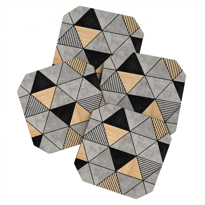 Concrete and Wood Triangles 2 Coaster Gallery Image 1
