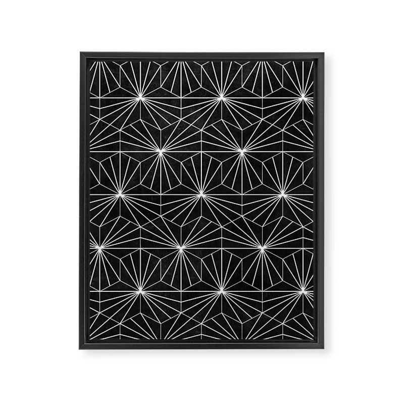 Hexagonal Pattern - Black Concrete Framed Canvas Print Gallery Image 6