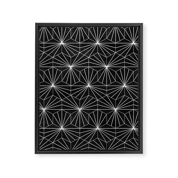 Hexagonal Pattern - Black Concrete Framed Canvas Print Gallery Image 1