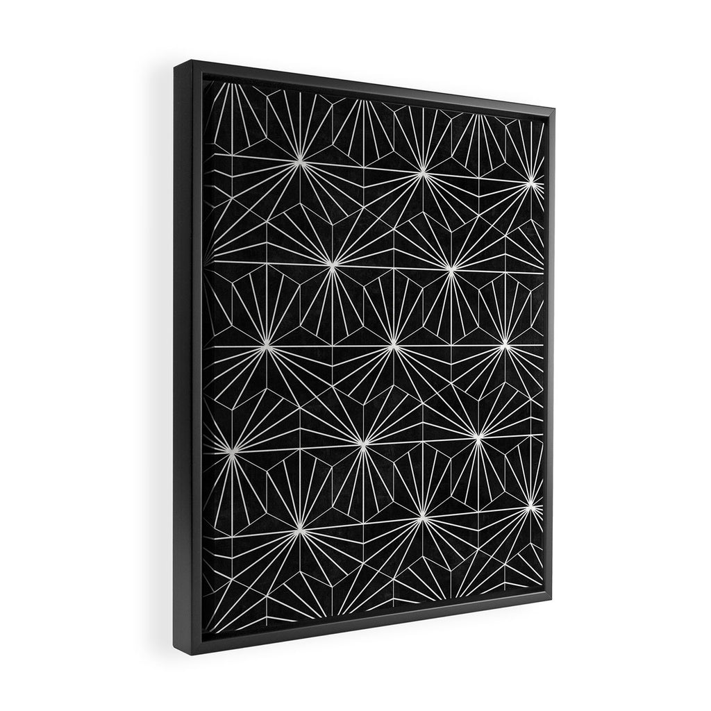 Hexagonal Pattern - Black Concrete Framed Canvas Print Gallery Image 2