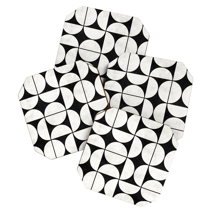 Mid-Century Modern Pattern No.2 - Black and White Coaster Gallery Image 1