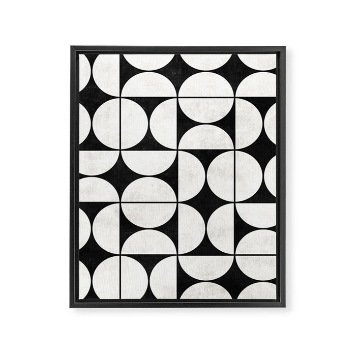 Mid-Century Modern Pattern No.2 - Black and White Framed Canvas Print Gallery Image 1