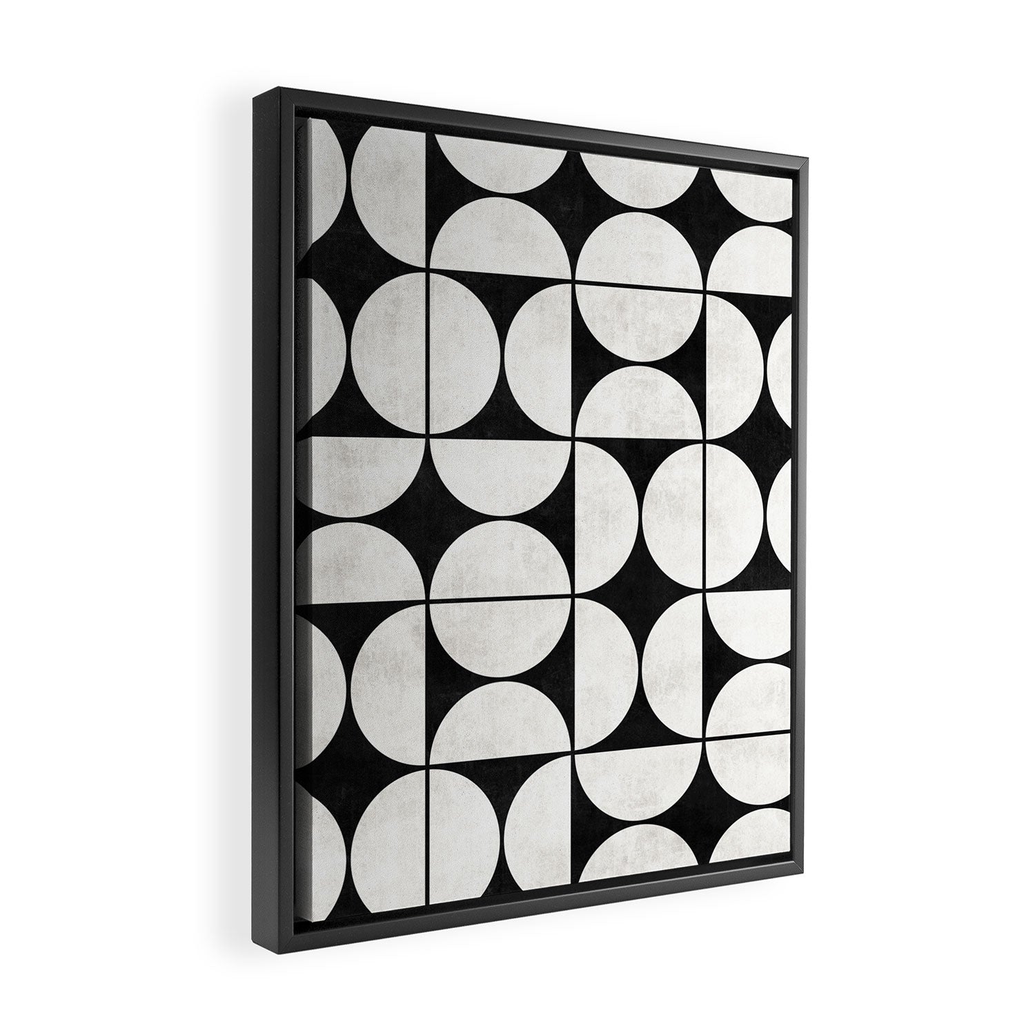 Mid-Century Modern Pattern No.2 - Black and White Framed Canvas Print Gallery Image 2
