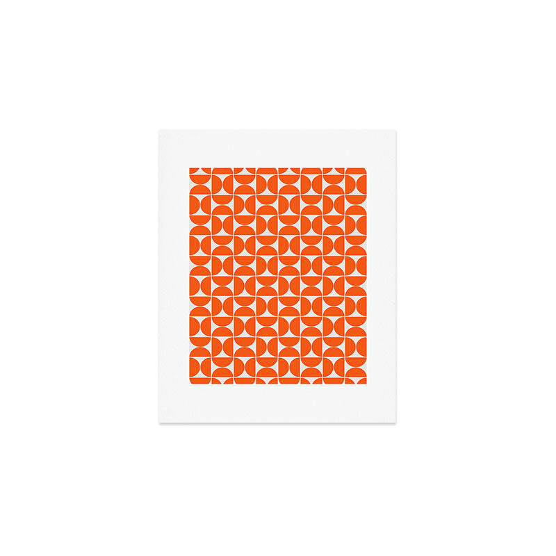 Mid-Century Modern Pattern No.27 Mini - Off-White and Orange Art Print Gallery Image 1