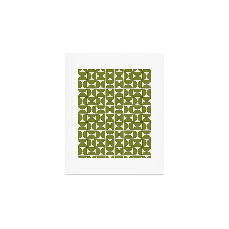 Mid-Century Modern Pattern No.29 Mini - Off-White and Green Art Print Gallery Image 1