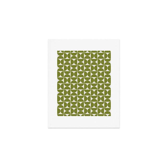 Mid-Century Modern Pattern No.29 Mini - Off-White and Green Art Print Gallery Image 1