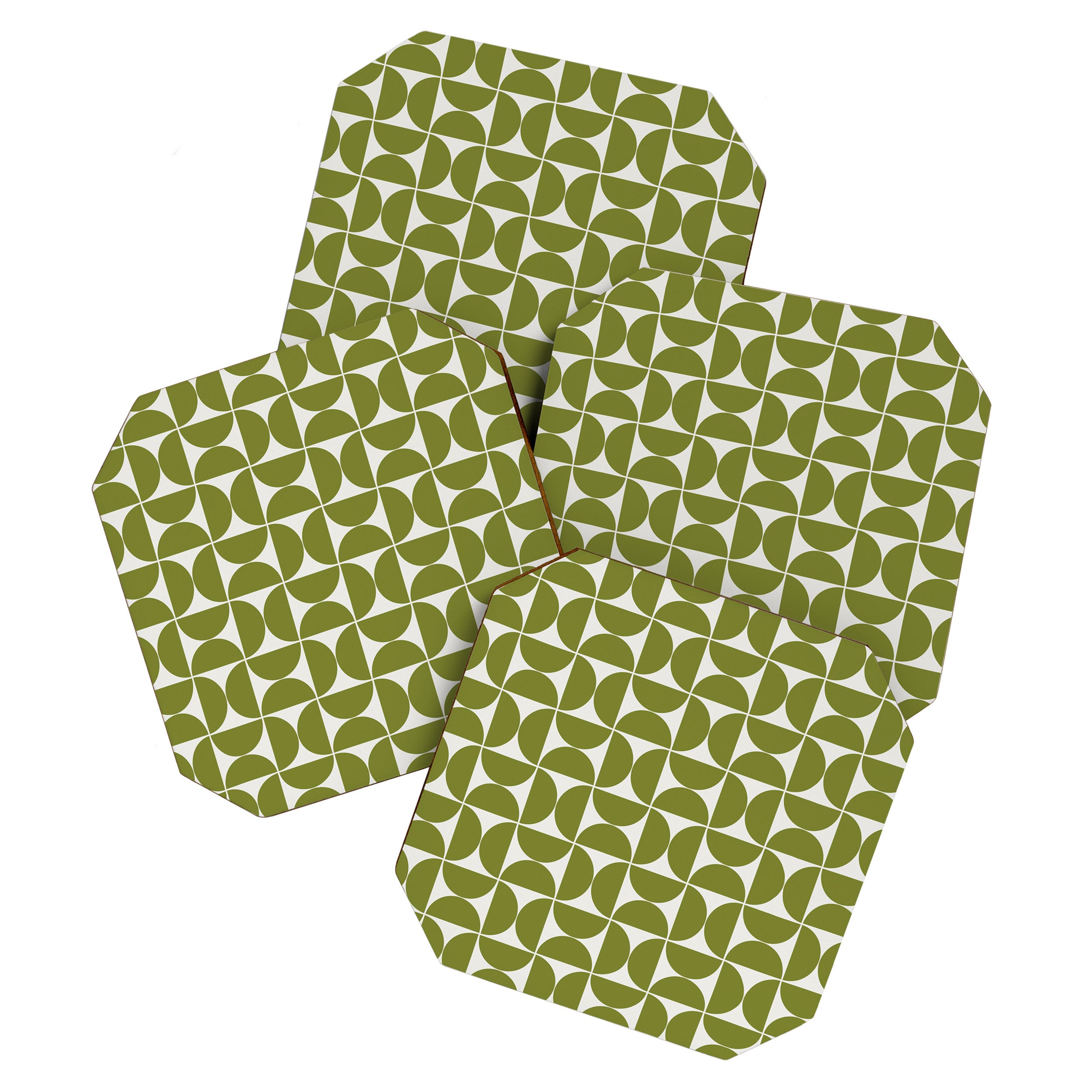 Mid-Century Modern Pattern No.29 Mini - Off-White and Green Coaster Gallery Image 1