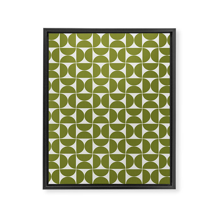 Mid-Century Modern Pattern No.29 Mini - Off-White and Green Framed Canvas Print Gallery Image 1