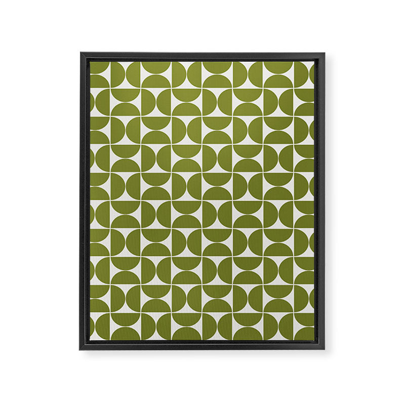 Mid-Century Modern Pattern No.29 Mini - Off-White and Green Framed Canvas Print Gallery Image 6