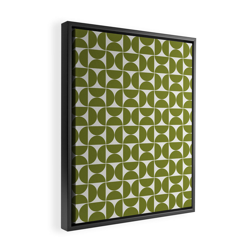 Mid-Century Modern Pattern No.29 Mini - Off-White and Green Framed Canvas Print Gallery Image 2