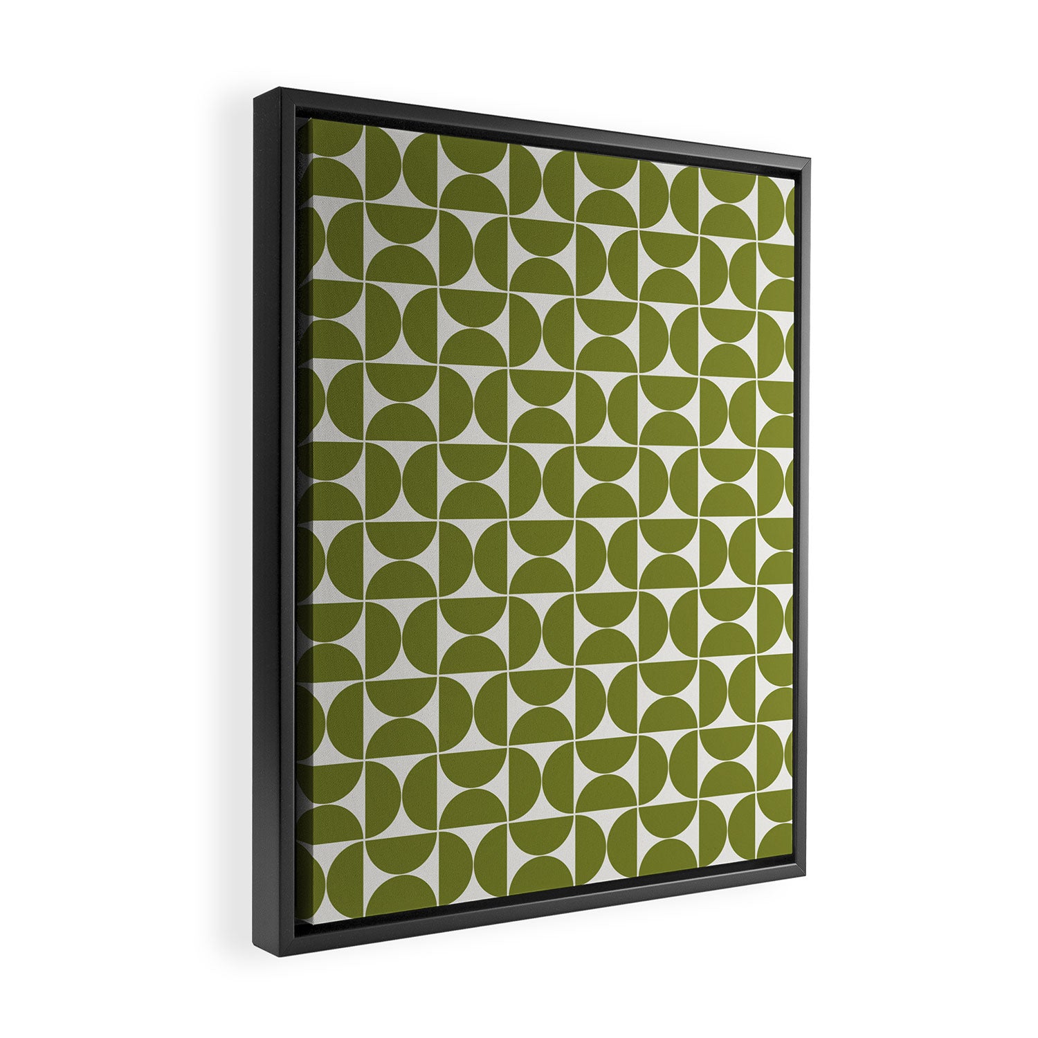 Mid-Century Modern Pattern No.29 Mini - Off-White and Green Framed Canvas Print Gallery Image 2