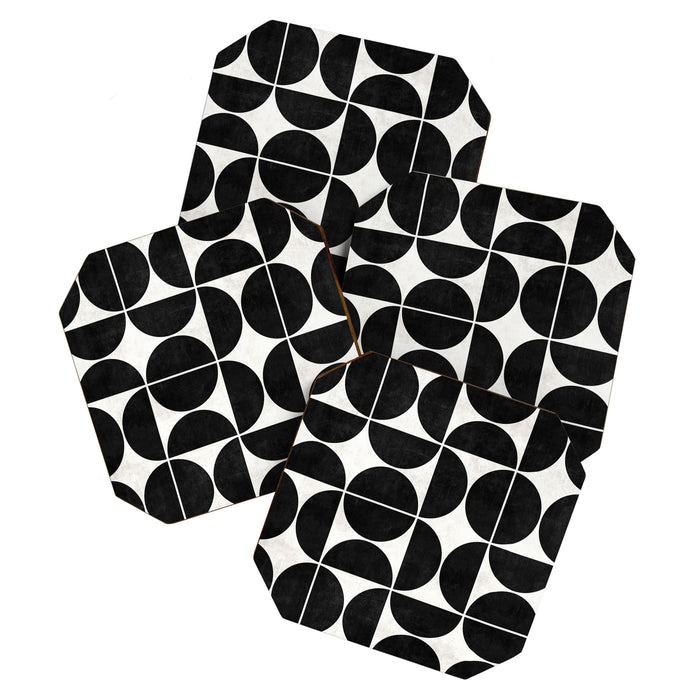 Mid-Century Modern Pattern No.3 - Black and White Coaster Gallery Image 1