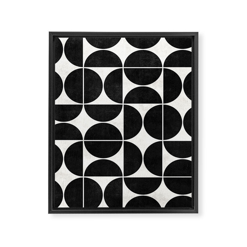 Mid-Century Modern Pattern No.3 - Black and White Framed Canvas Print Gallery Image 6