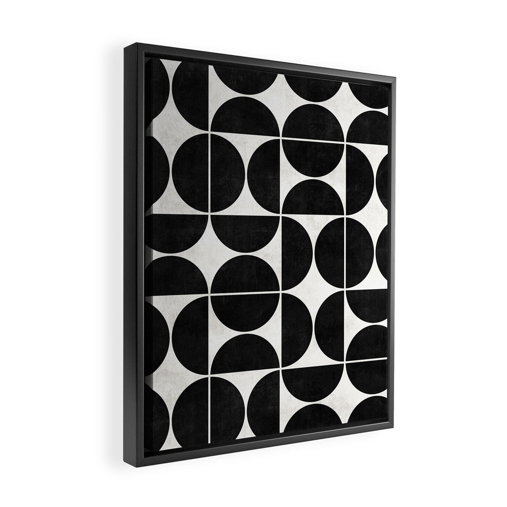 Mid-Century Modern Pattern No.3 - Black and White Framed Canvas Print Gallery Image 2