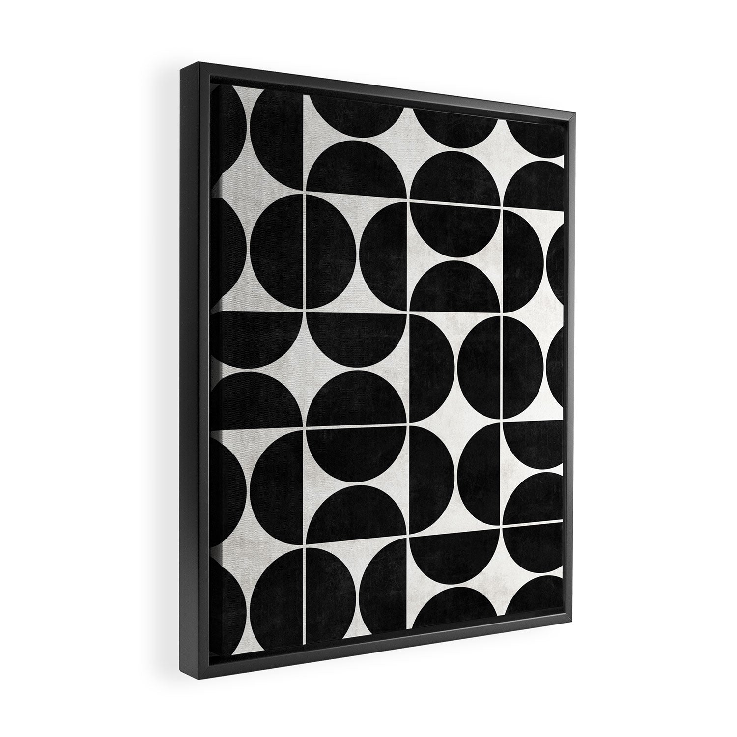 Mid-Century Modern Pattern No.3 - Black and White Framed Canvas Print Gallery Image 2
