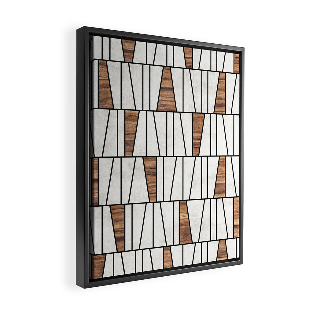 Mid-Century Modern Pattern No.4 - Concrete and Wood Framed Canvas Print Gallery Image 2
