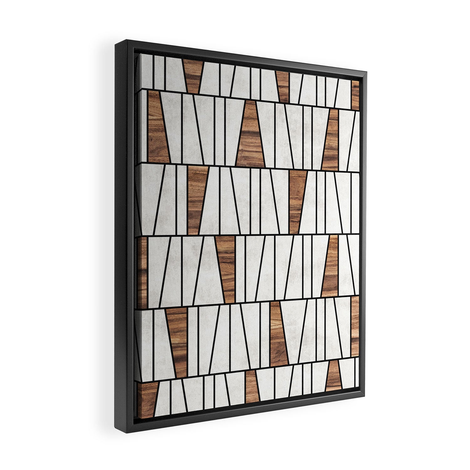 Mid-Century Modern Pattern No.4 - Concrete and Wood Framed Canvas Print Gallery Image 2