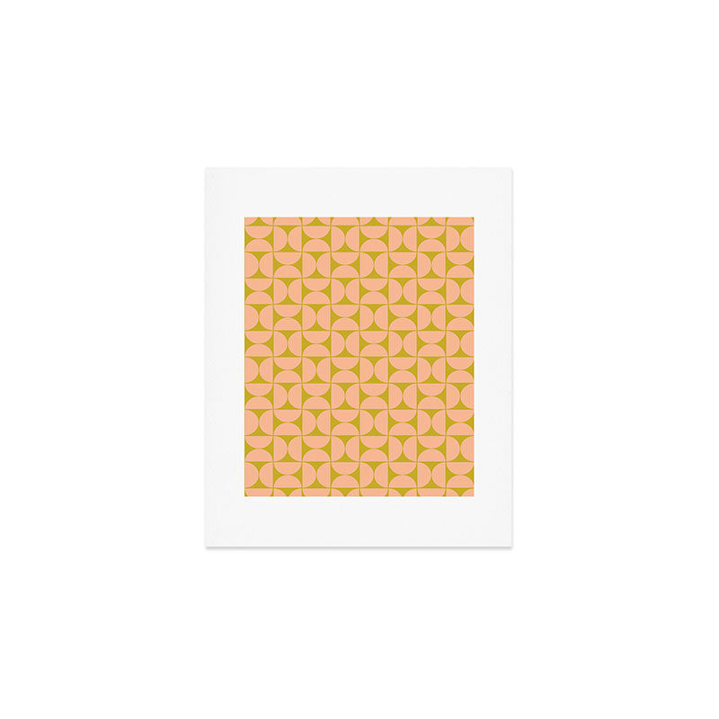 Mid-Century Modern Pattern No.59 Mini - Mango Mint and Peach Fuzz Art Print Gallery Image 1