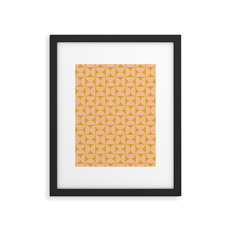 Mid-Century Modern Pattern No.59 Mini - Mango Mint and Peach Fuzz Framed Art Print Gallery Image 5