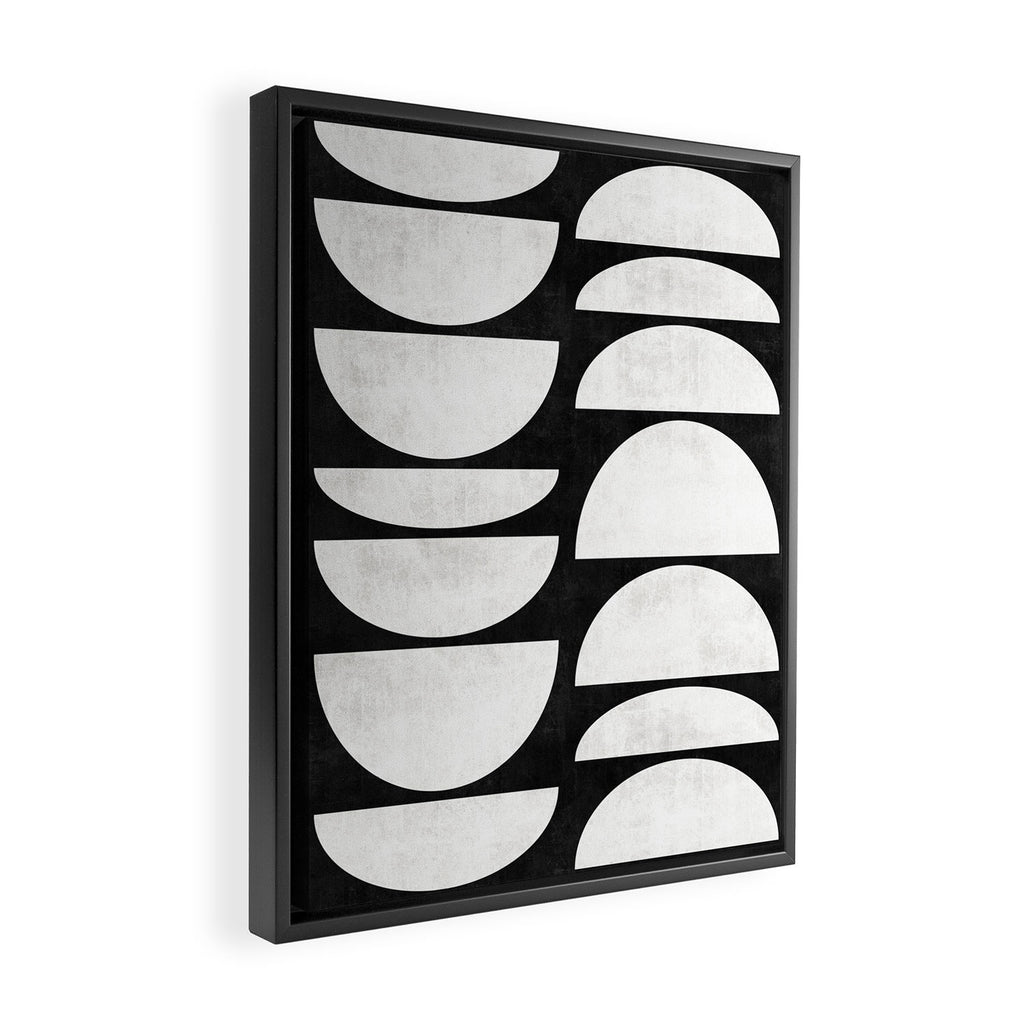 Mid-Century Modern Pattern No.8 - Black and White Framed Canvas Print Gallery Image 2