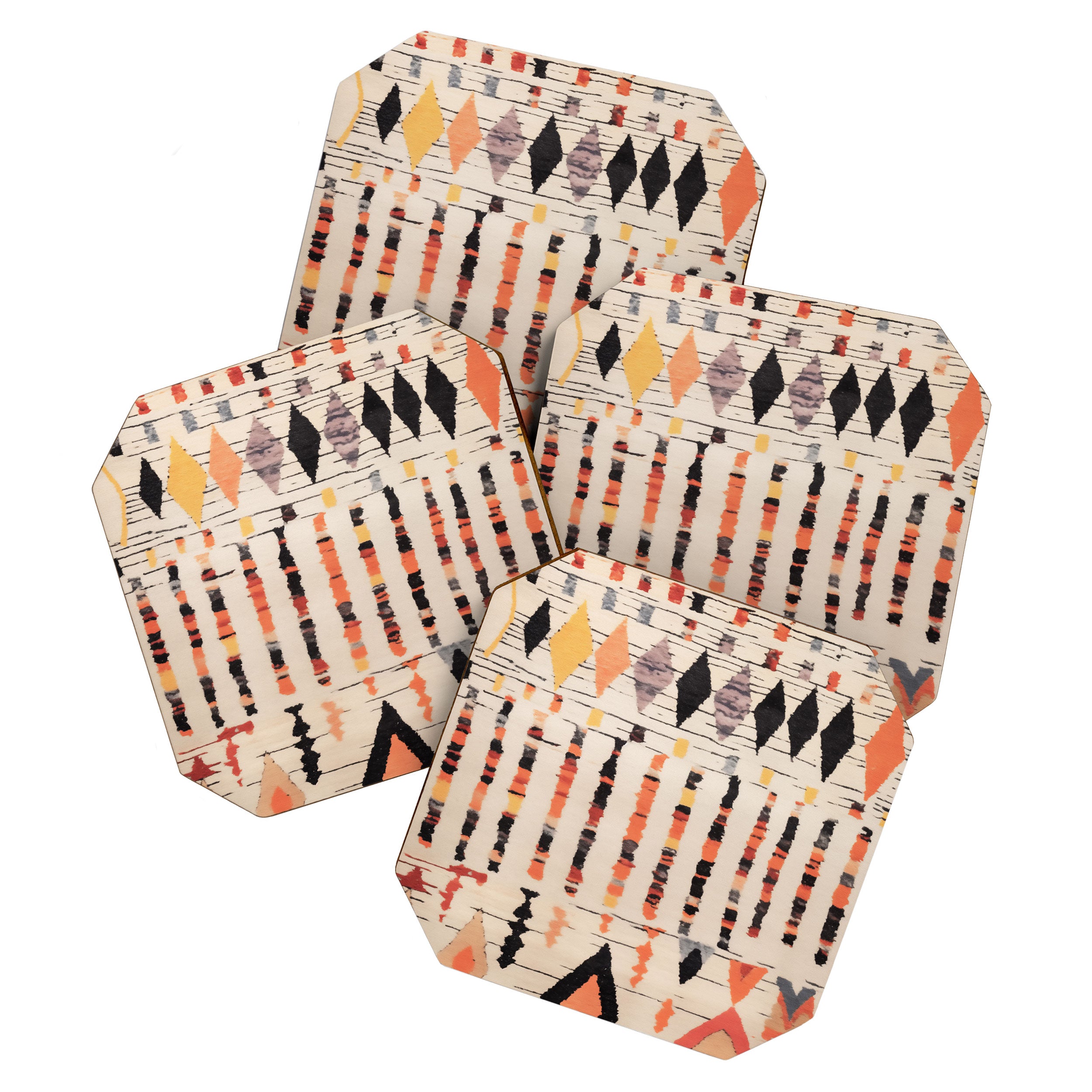 Moroccan Berber Rug Design No.46 - Multicolor, Ivory White Coaster Gallery Image 1