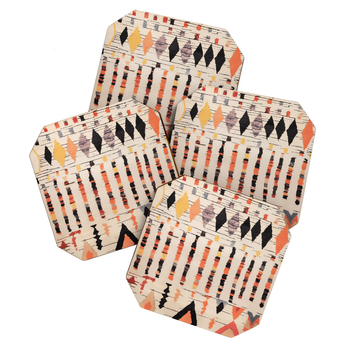 Moroccan Berber Rug Design No.46 - Multicolor, Ivory White Coaster Gallery Image 1