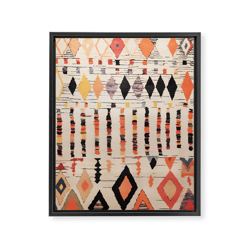 Moroccan Berber Rug Design No.46 - Multicolor, Ivory White Framed Canvas Print Gallery Image 6
