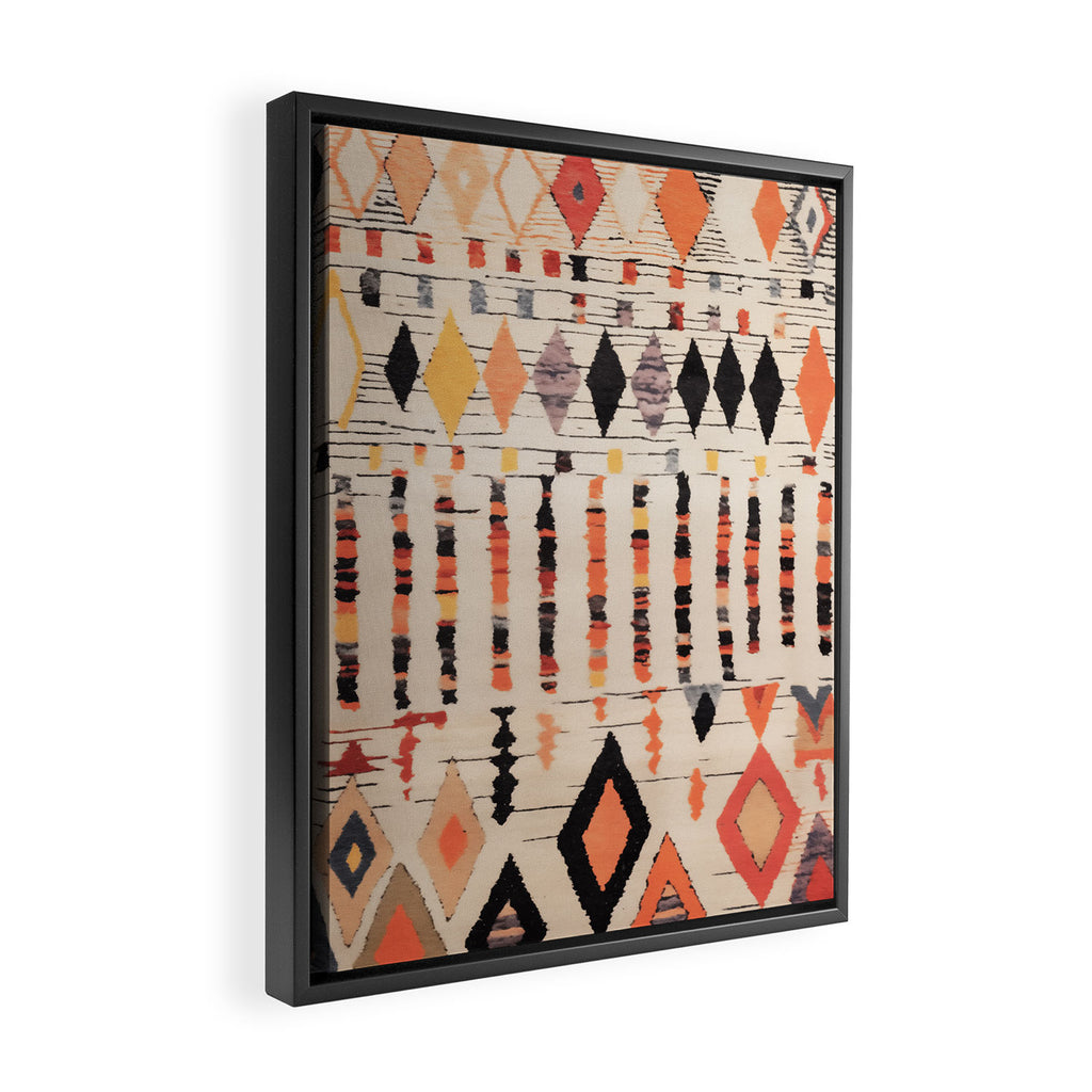 Moroccan Berber Rug Design No.46 - Multicolor, Ivory White Framed Canvas Print Gallery Image 2