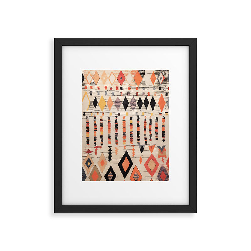 Moroccan Berber Rug Design No.46 - Multicolor, Ivory White Framed Art Print Gallery Image 5