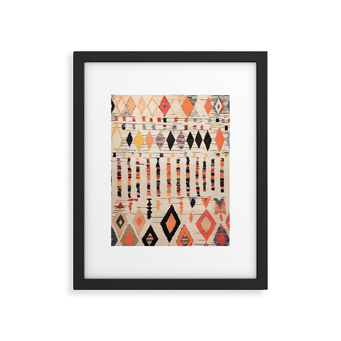 Moroccan Berber Rug Design No.46 - Multicolor, Ivory White Framed Art Print Gallery Image 1