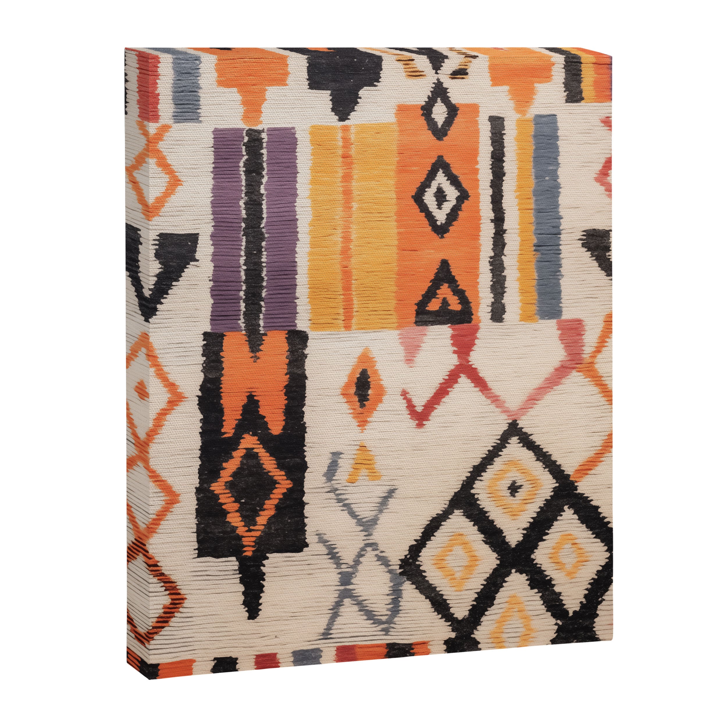 Moroccan Berber Rug Design No.54 - Multicolor, Ivory White Canvas Print Gallery Image 6