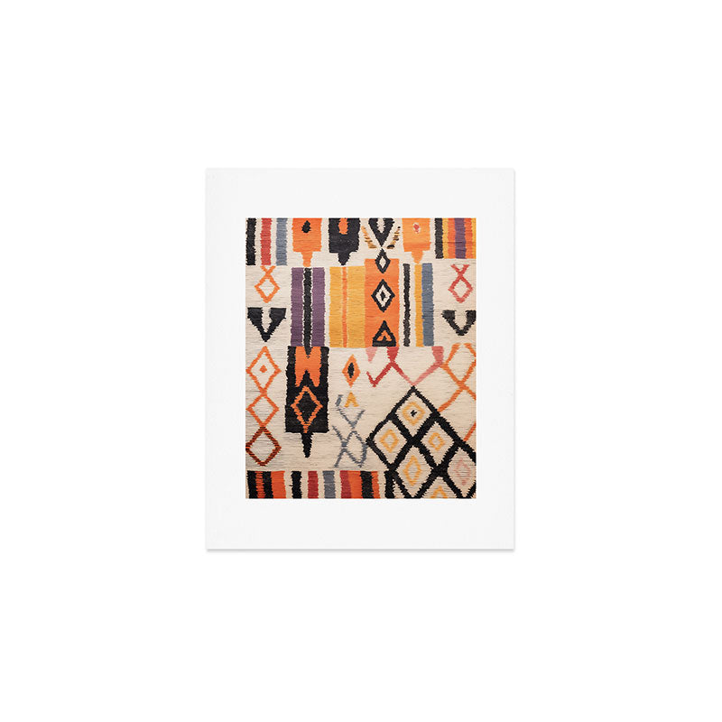 Moroccan Berber Rug Design No.54 - Multicolor, Ivory White Art Print Gallery Image 1