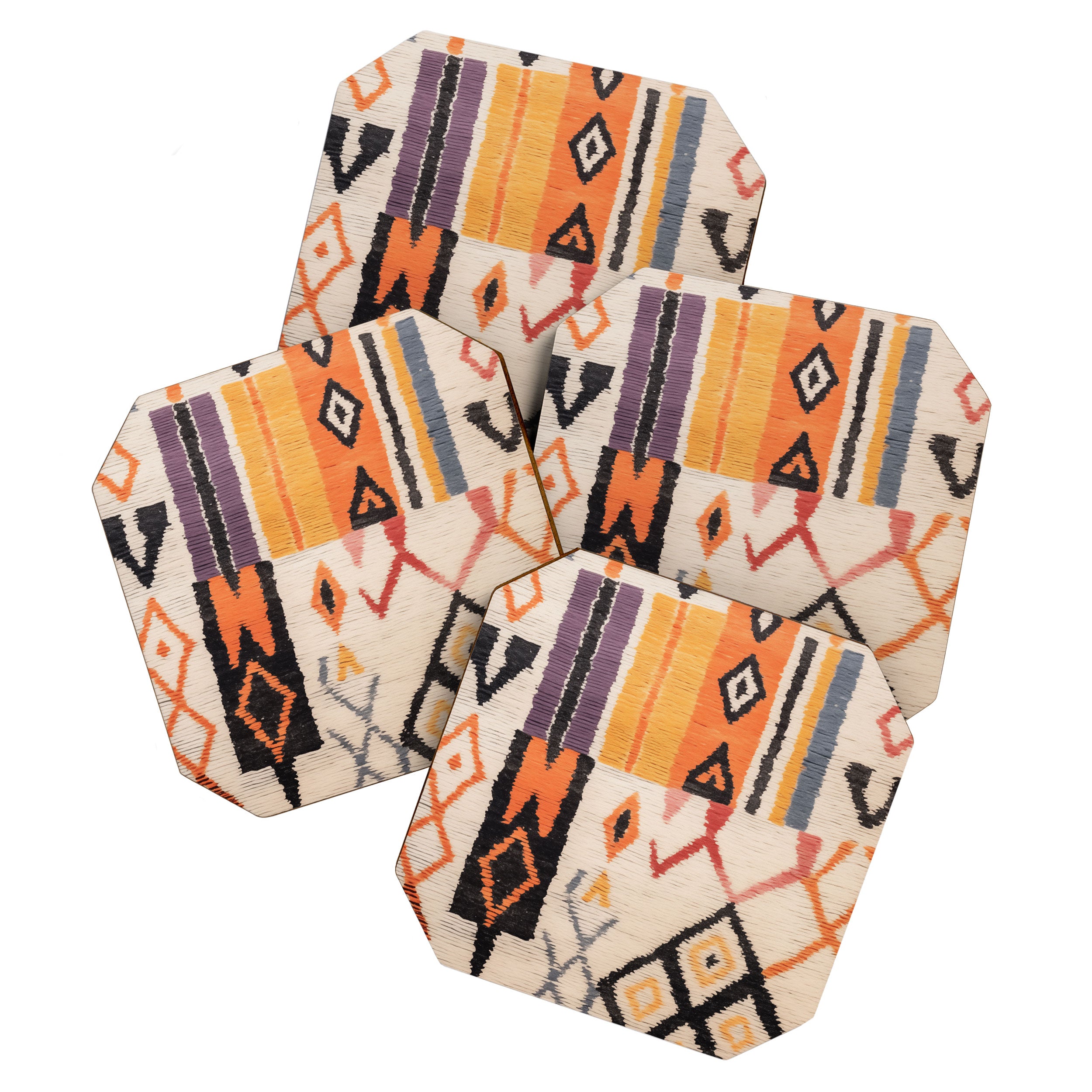 Moroccan Berber Rug Design No.54 - Multicolor, Ivory White Coaster Gallery Image 1