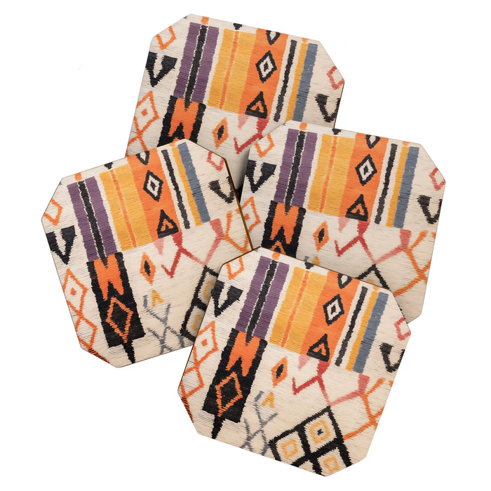 Moroccan Berber Rug Design No.54 - Multicolor, Ivory White Coaster Gallery Image 1
