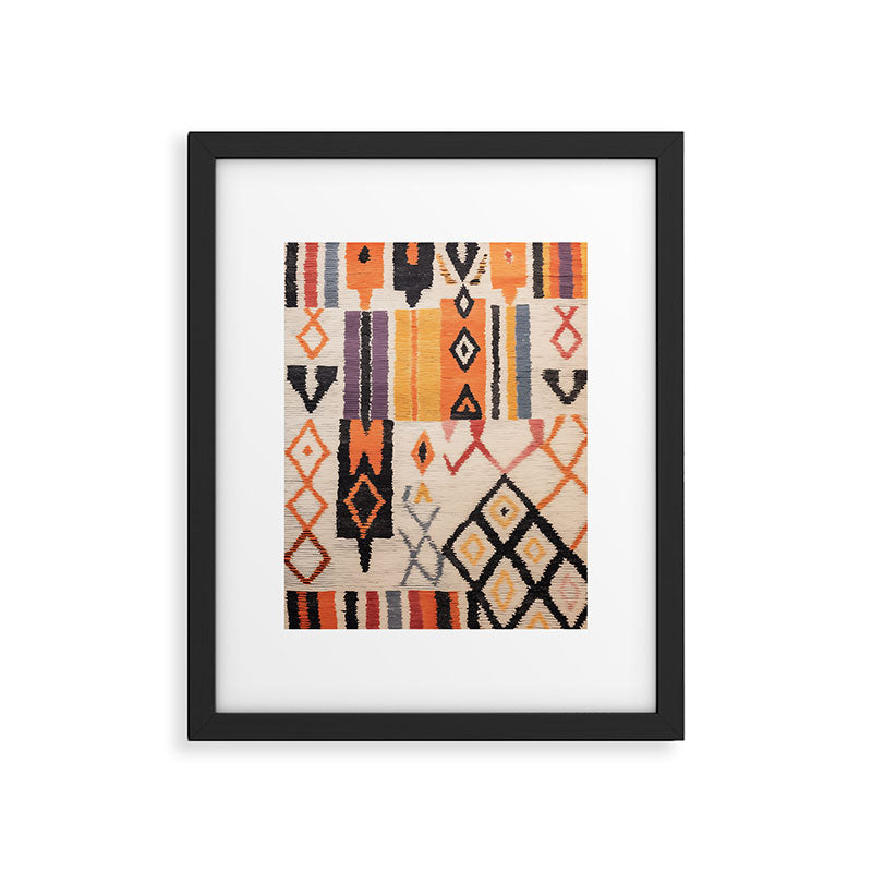 Moroccan Berber Rug Design No.54 - Multicolor, Ivory White Framed Art Print Gallery Image 5