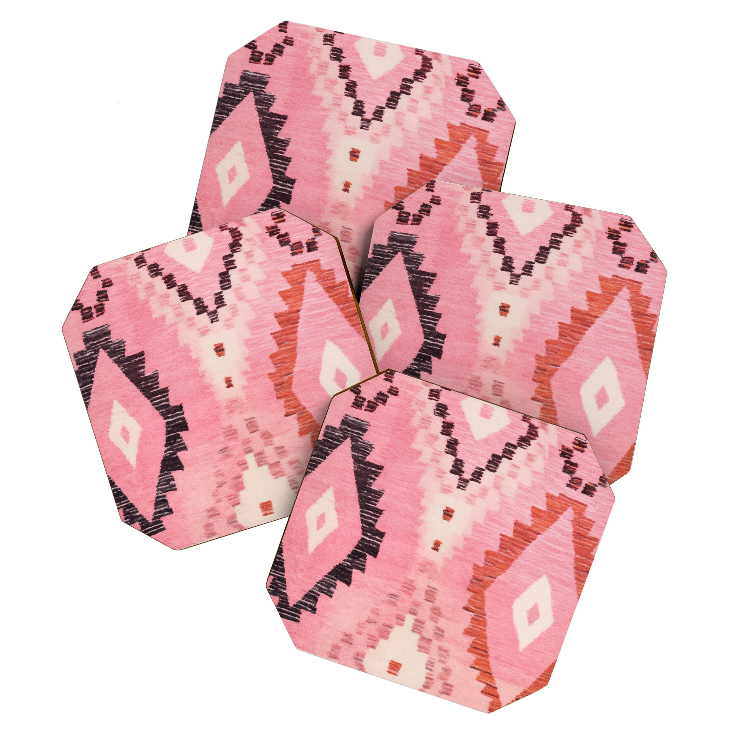 Moroccan Berber Rug Design No.60 - Multicolor, Pink Coaster Gallery Image 1