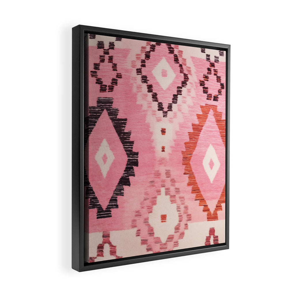Moroccan Berber Rug Design No.60 - Multicolor, Pink Framed Canvas Print Gallery Image 2