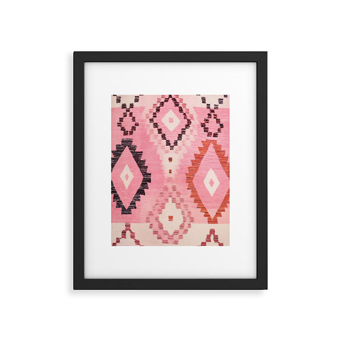 Moroccan Berber Rug Design No.60 - Multicolor, Pink Framed Art Print Gallery Image 1