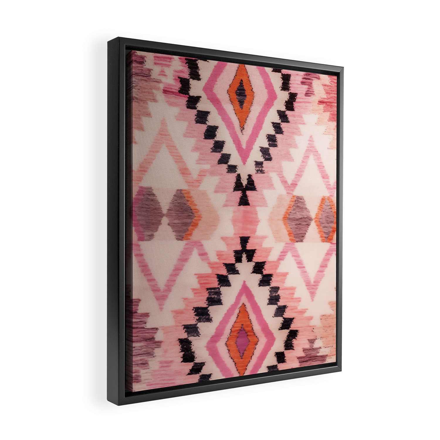 Moroccan Berber Rug Design No.65 - Multicolor, Pink Framed Canvas Print Gallery Image 2