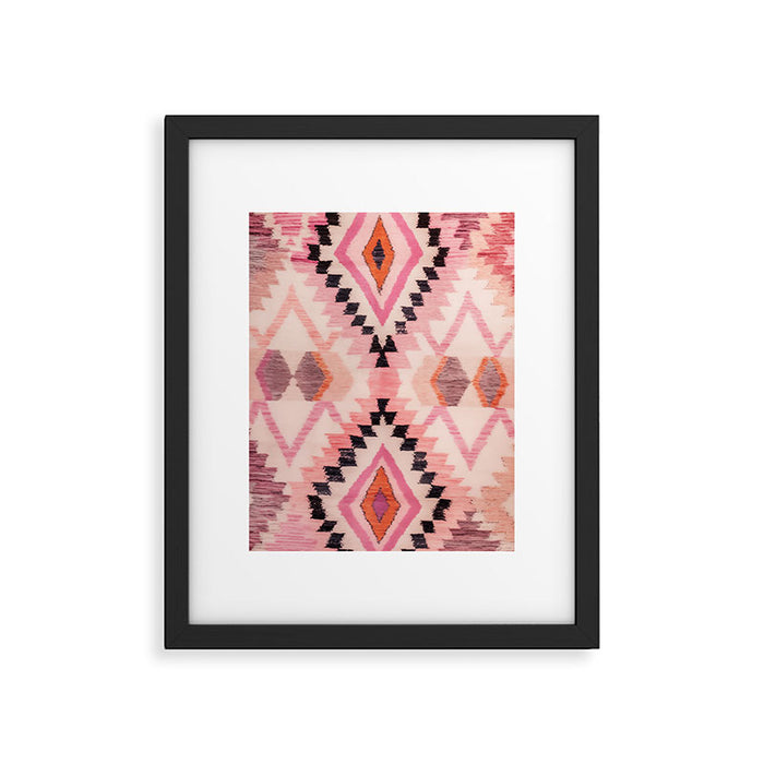 Moroccan Berber Rug Design No.65 - Multicolor, Pink Framed Art Print Gallery Image 1