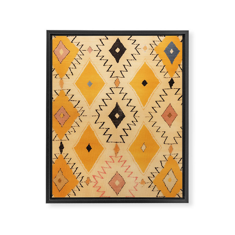 Moroccan Berber Rug Design No.75 - Yellow Framed Canvas Print Gallery Image 6