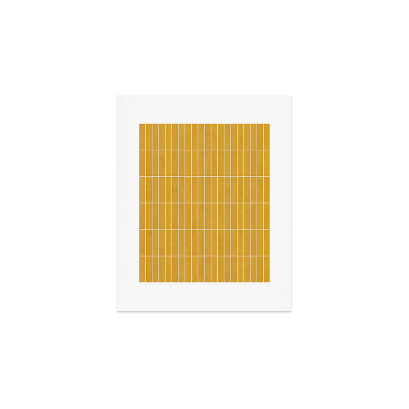 Rectangular Grid Pattern - Mustard Yellow Art Print Gallery Image 1