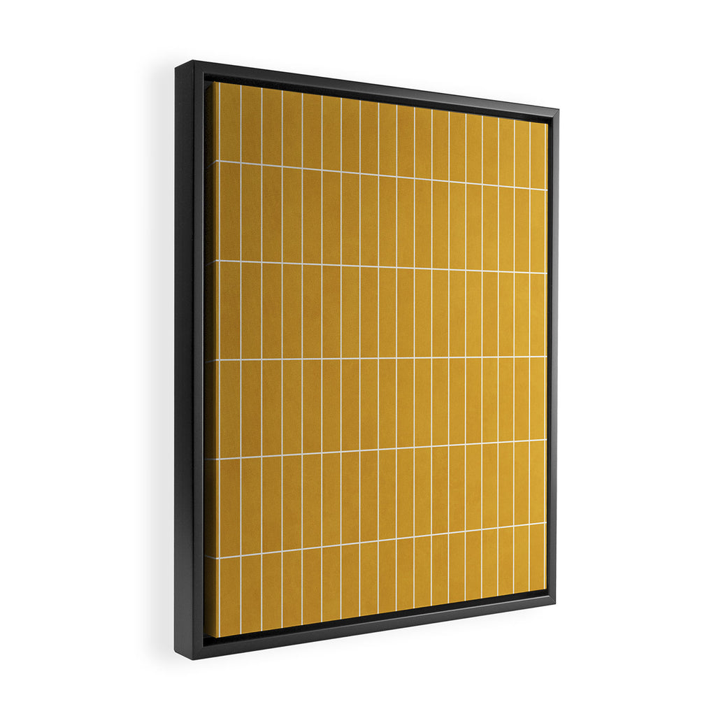 Rectangular Grid Pattern - Mustard Yellow Framed Canvas Print Gallery Image 2
