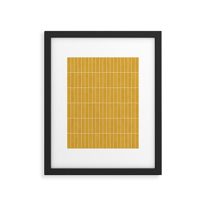Rectangular Grid Pattern - Mustard Yellow Framed Art Print Gallery Image 1