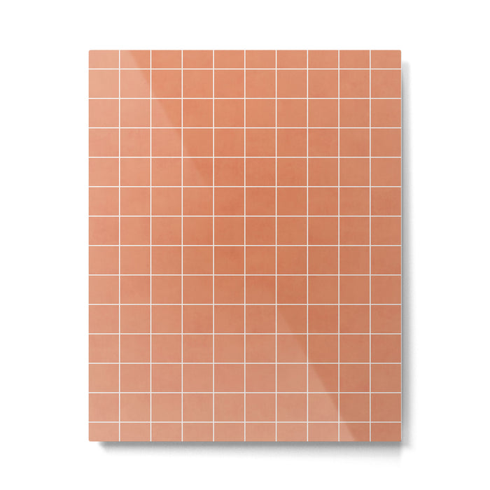Small Grid Pattern - Coral Metal Print Gallery Image 1