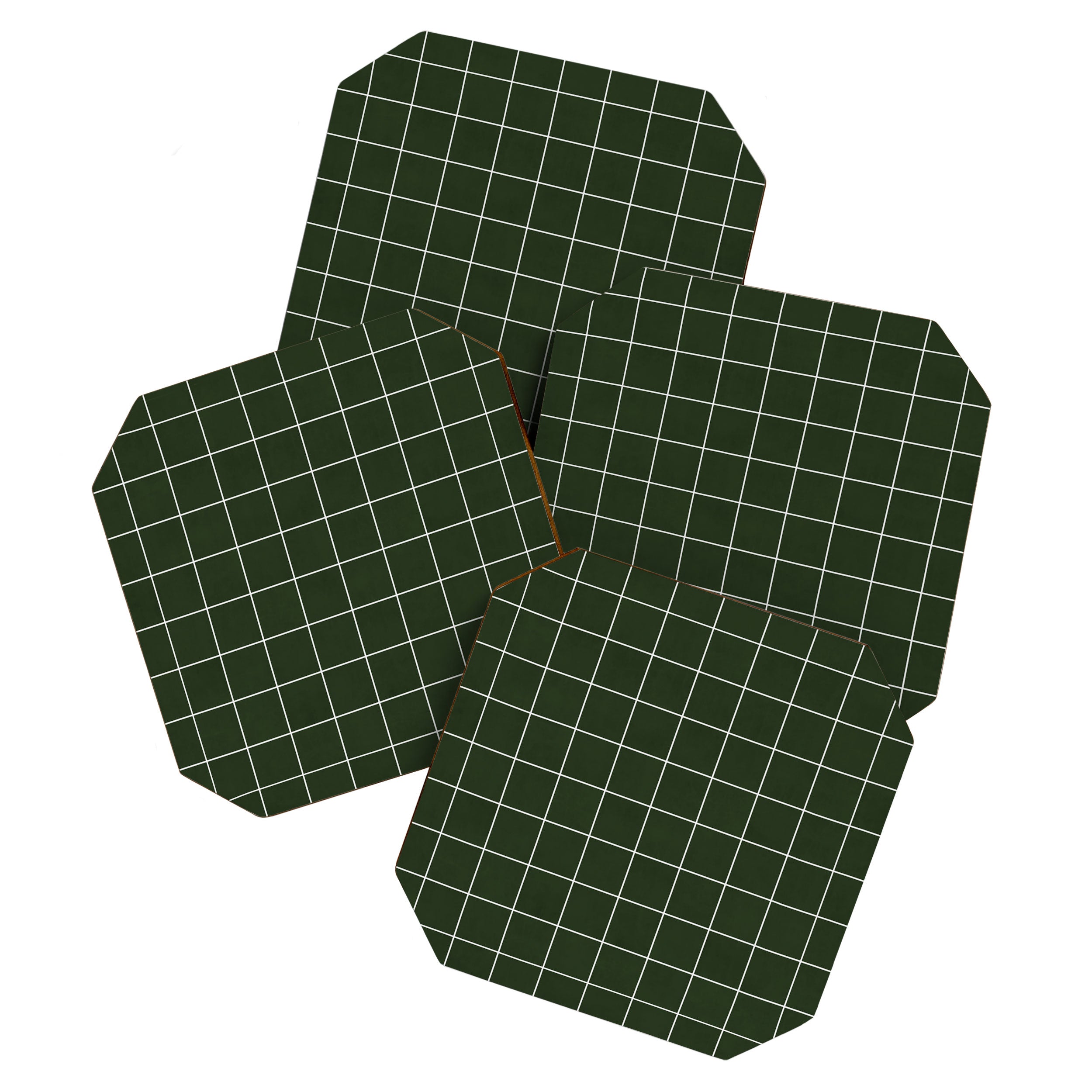 Small Grid Pattern - Deep Green Coaster Gallery Image 1