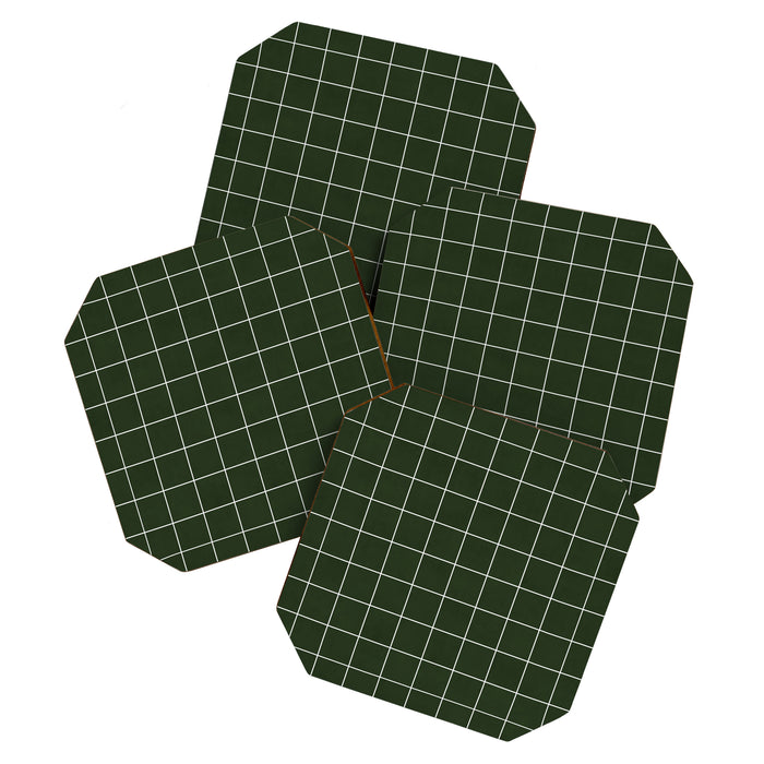 Small Grid Pattern - Deep Green Coaster Gallery Image 1