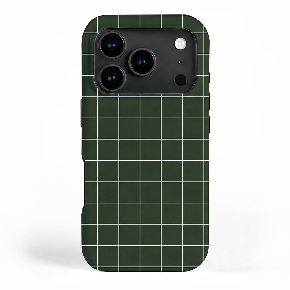 Small Grid Pattern - Deep Green iPhone Case Gallery Image 1
